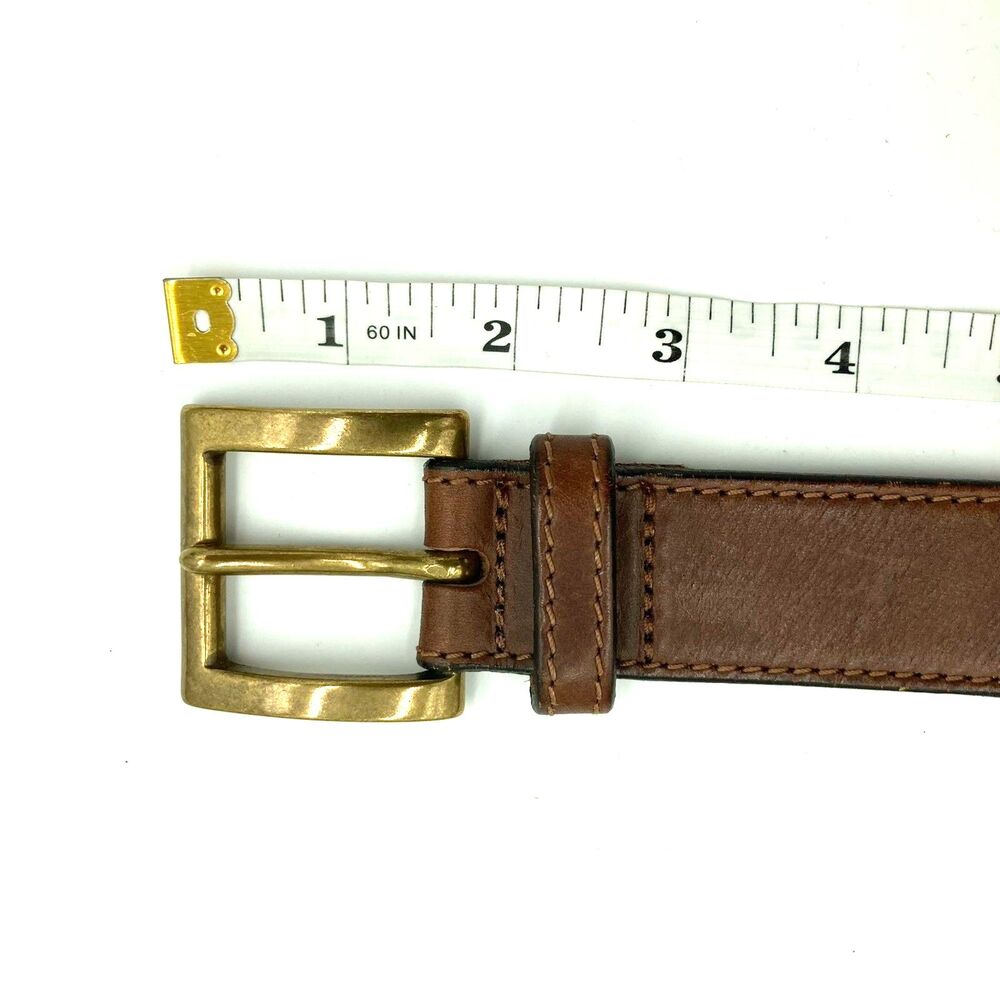 Vintage Eddie Bauer Mens Leather Belt Size 38 Solid Brass Buckle USA Made - Picture 9 of 14